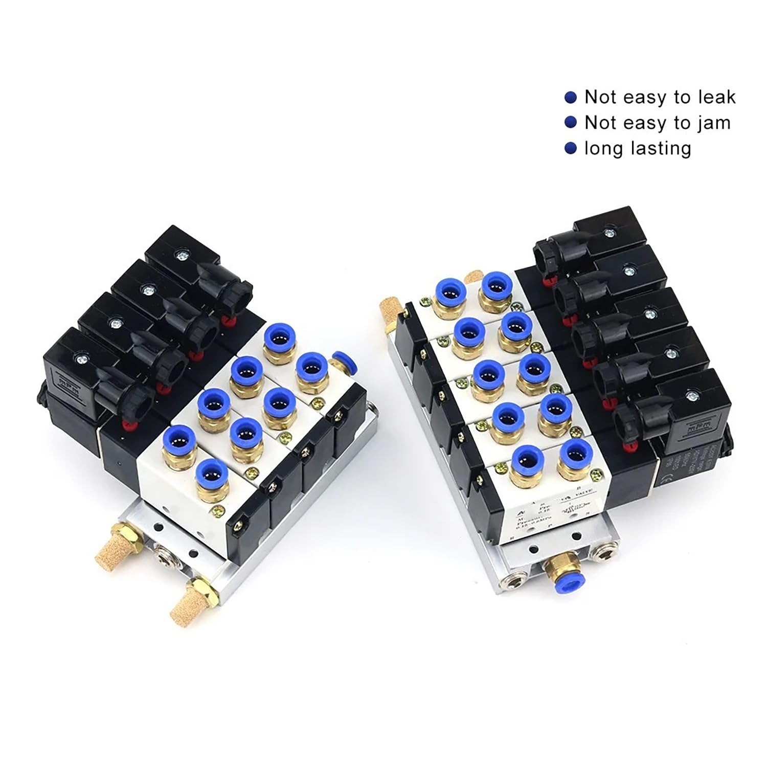 Bloque de electroválvula neumática multiopción 4V210-08 de CA 220 V con base de montaje de silenciador y colector(4 Row 4mm fitting)
