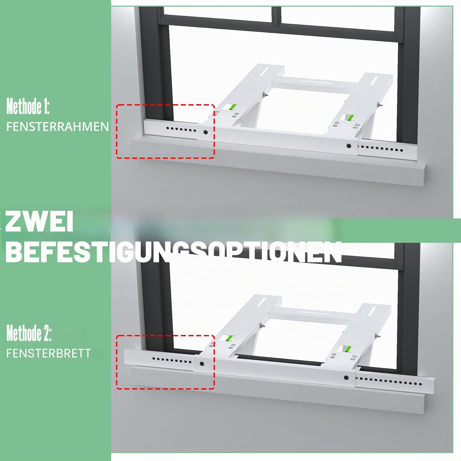 Klimaanlagen-Halterung, ohne Bohren, AC-Fensterhalterung, Montage einzelner oder doppelt aufgehängter Fenster, robuster Stahl, hält bis zu 200 kg