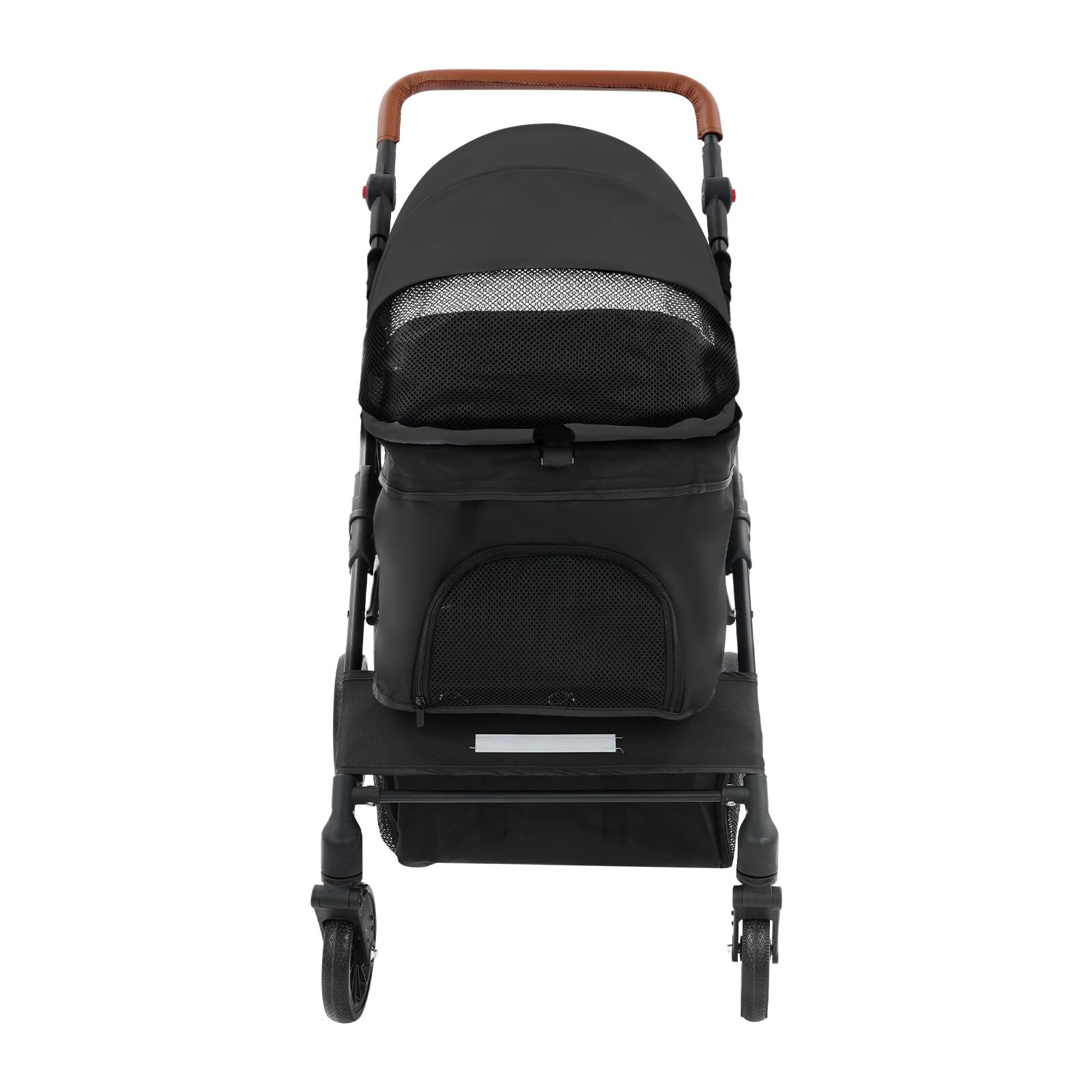 Hundewagen Faltbarer Hundebuggy, klappbar Katzenwagen bis 15kg mit 4 Rädern, Faltbarer Tierbuggy mit Netzfenster, Haustier-Kinderwagen für kleine Hunde Katz