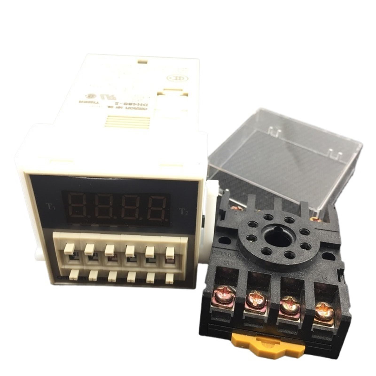 DH48S-S DH48S H5CN CA/CC 12 V 24 V 0,1 s-990 h Ciclo SPDT Mini relé Temporizador programable Digital + Base Contador Carril DIN(AC DC 12V)