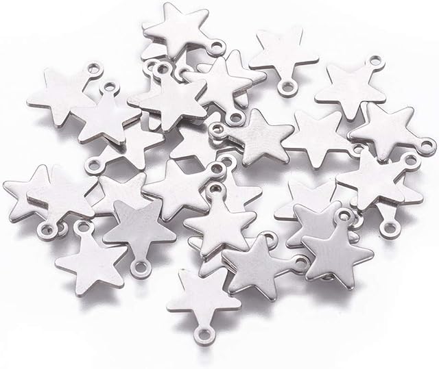 UNICRAFTALE About 200pcs Stainless Steel Pendants Star Shape Charm Small Hole Pendant for DIY Necklace Bracelet Jewelry Making 10x7x1mm, Hole 1mm