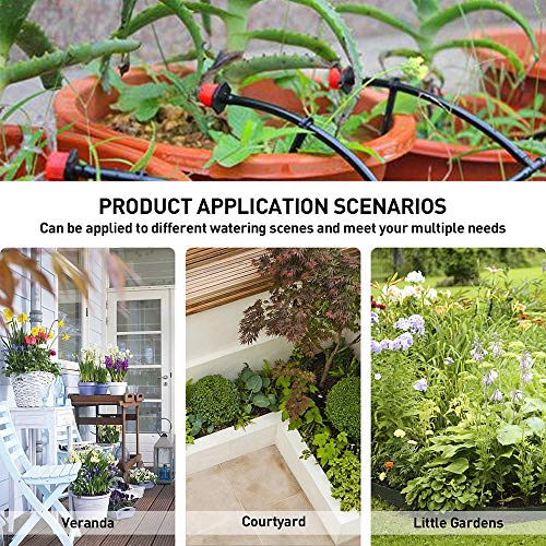 Blusea DIY Sistema de irrigação por gotejamento, mangueira de jardim de irrigação automática, kit de