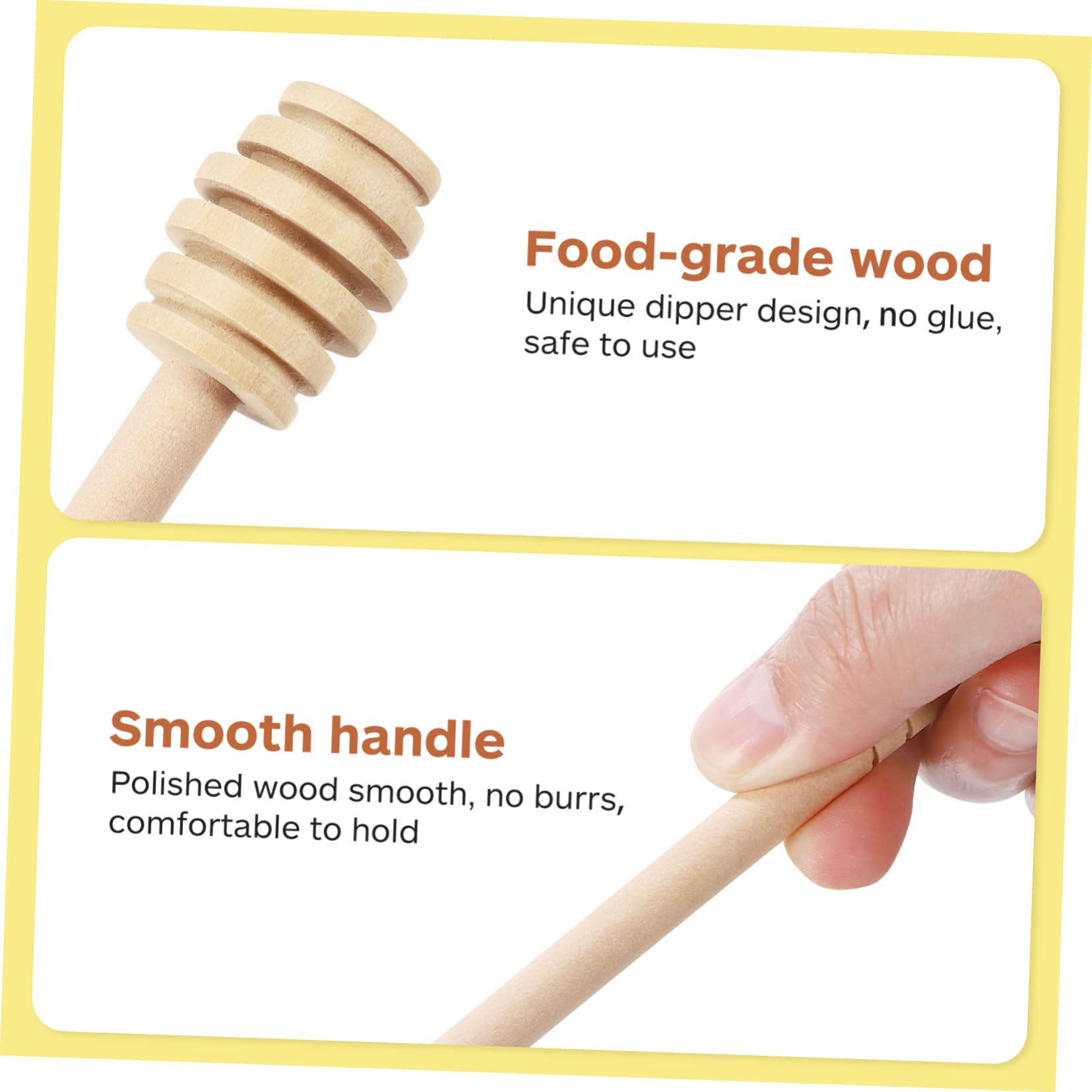 STOBAZA 3pcs Wooden Honey Dipper Sticks Honey Dispenser for Jar Stirrer Rod for Tea