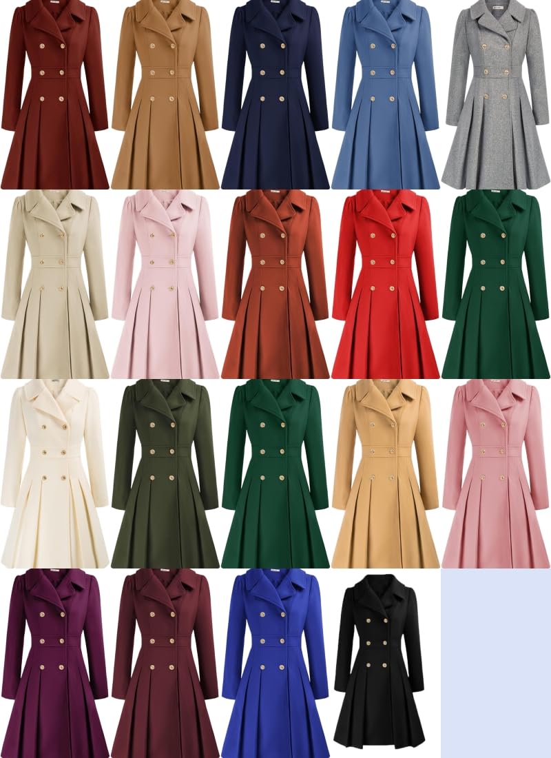 Generico Cappotti Invernali Da Donna Trench Doppiopetto Classici Cappotti con Revers Trench Invernali Da Donna Eleganti Cappotti Lunghi Da Lavoro Antivento Capispalla con Tasche