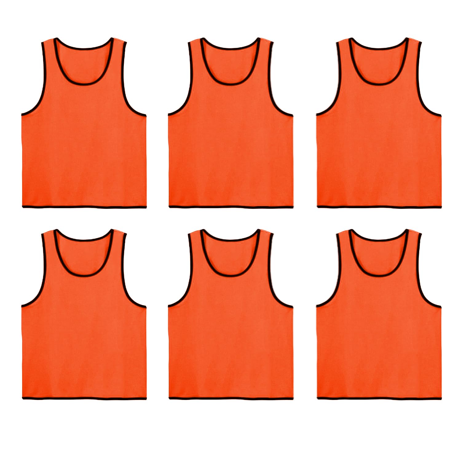 Photo 1 of ???????? Pinnies Scrimmage Vests Set of 6 – Team Practice Mesh Jerseys for Soccer Basketball Training for Child Youth Adults (Orange, Youth/Adult)