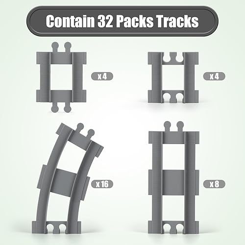 Miniatura 5 de Finger Rock Juego de bloques de construcción de pistas de tren urbano con pistas curvas y pistas rectas, rieles flexibles, vías de tren, expansión