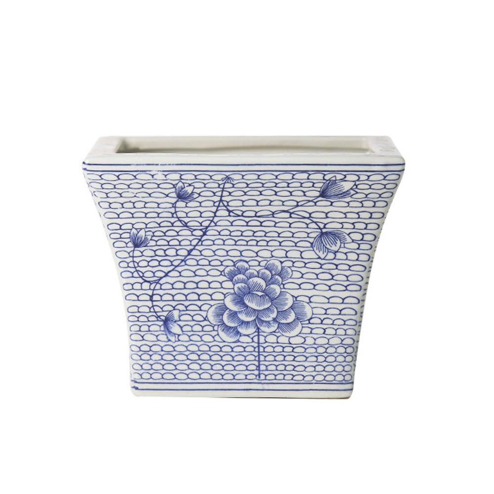 DFGHNBVC Blue And White Porcelain Flowerpot Decorative Flower Pot Succulent Gardening Pot Urn Planter Self Watering Planter Small Plant Garden Flowerpots Office Ceramics China Vintage,15.5 * 13.5cm