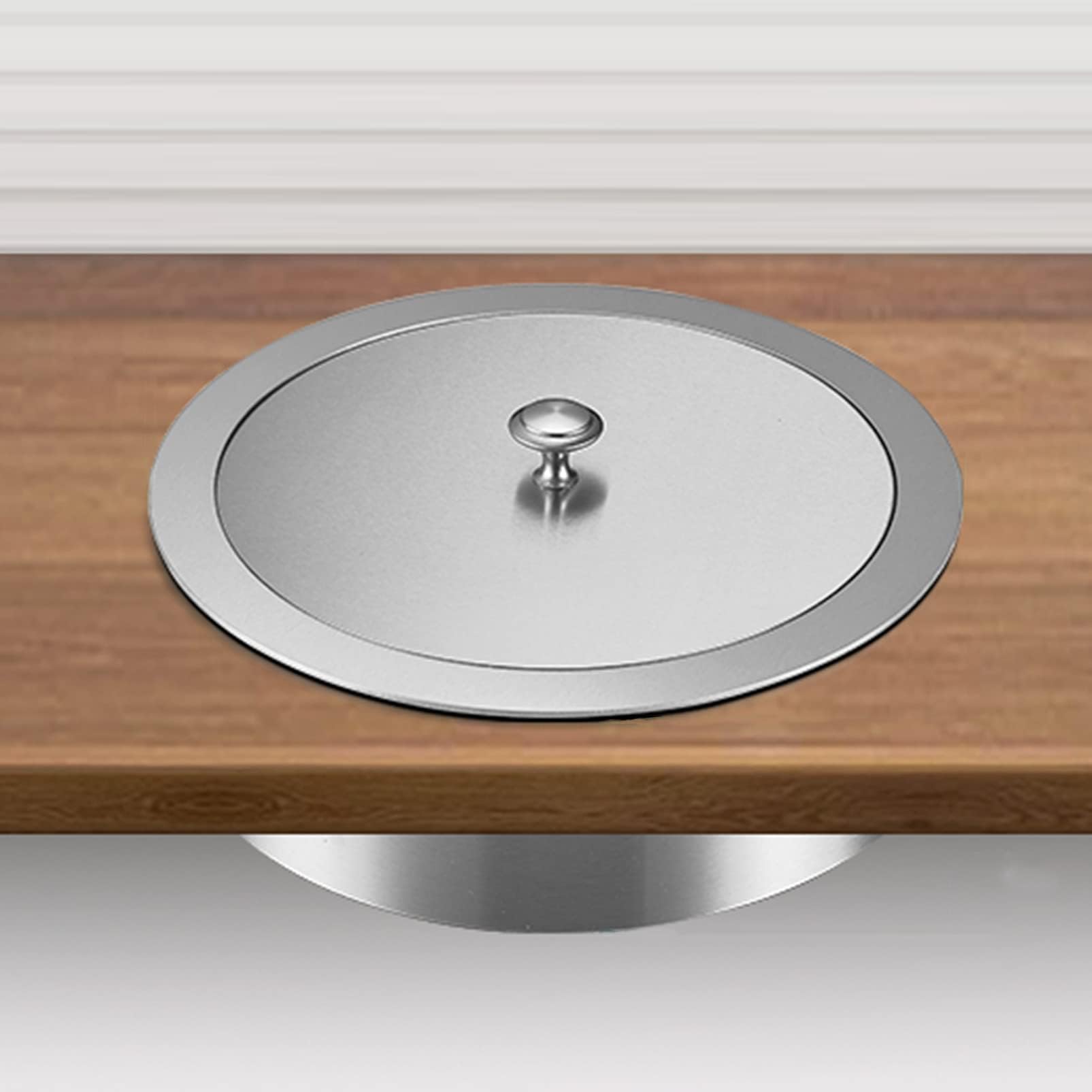 Stainless Steel Drop-In Trash Can Lid Waste Chute Cover, Countertop Built-in Kitchen Cabinet Trash Grommet, Waste Container Garbage Recycling Can Lid, Garbage Can Hole Door