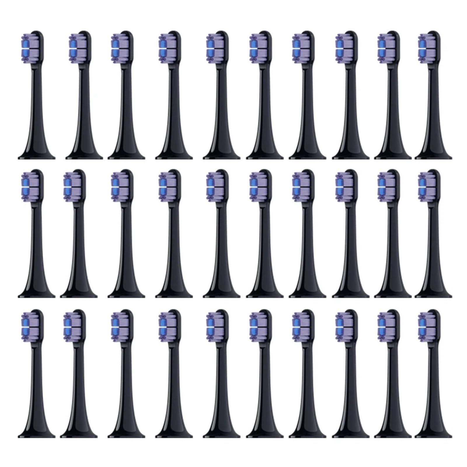 Cabezales para adultos, compatible con Xiaomi, T300 T500 T700 | Cabezal de plástico para cuidado bucal diario de adultos y mantenimiento habitual del mango(Black purple-30PCS)