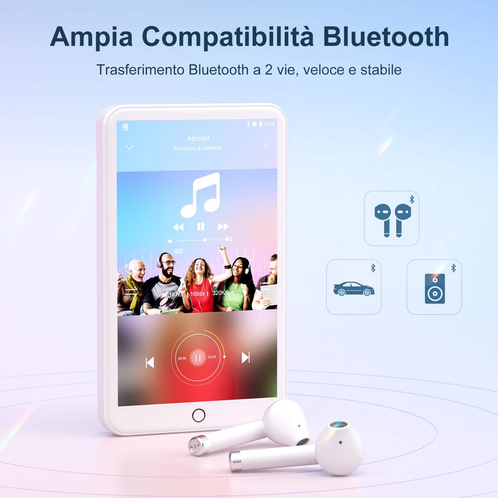 MECHEN Lettore MP3 Bluetooth, MP4 Lettore Musicale WiFi per Bambini, Sistema Android 9.0, Touchscreen da 4 Pollici, Compatibile con Spotify e Audible