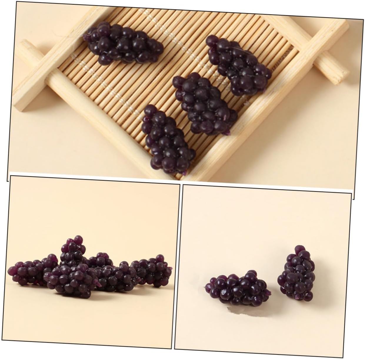 25pcs Miniature Artificial Grape Models Realistic Slow Rebound Dollhouse Fruit Props for Photography Early Childhood Teaching Desktop Decoration and Food Trade Display