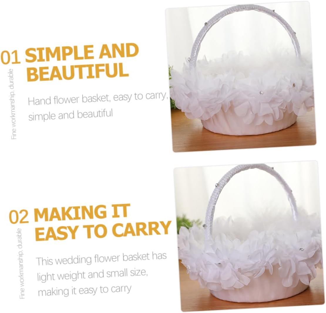 Tofficu Wedding Flower Basket Lace Rose Petal Basket for Flower Girl for Wedding Ceremony Party Supplies