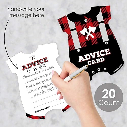 Miniatura 2 de Big Dot of Happiness Leñador - Canaliza la franela - Body de bebé tarjeta de deseos Buffalo Plaid Baby Shower Actividades - Juego de tarjetas de