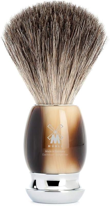 MÜHLE VIVO Pincel de Barbear Marrom em Resina com Pelo de Texugo Puro