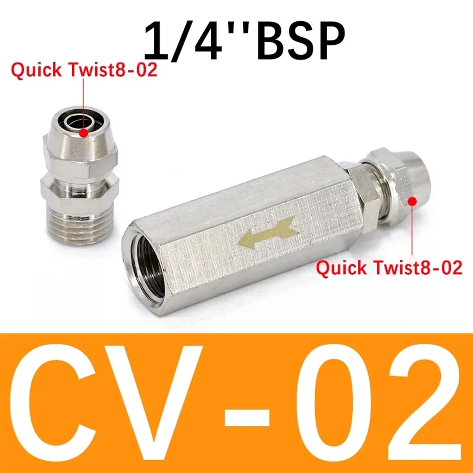 5 szt. pneumatyczny zawór zwrotny (1/8, 1/4, 1/2 i 3/8 cala) do sprężarki 6 mm, 8, 10 12, zawór jednokierunkowy powietrza gazowego ze złączem (CV-02W KN8-02)