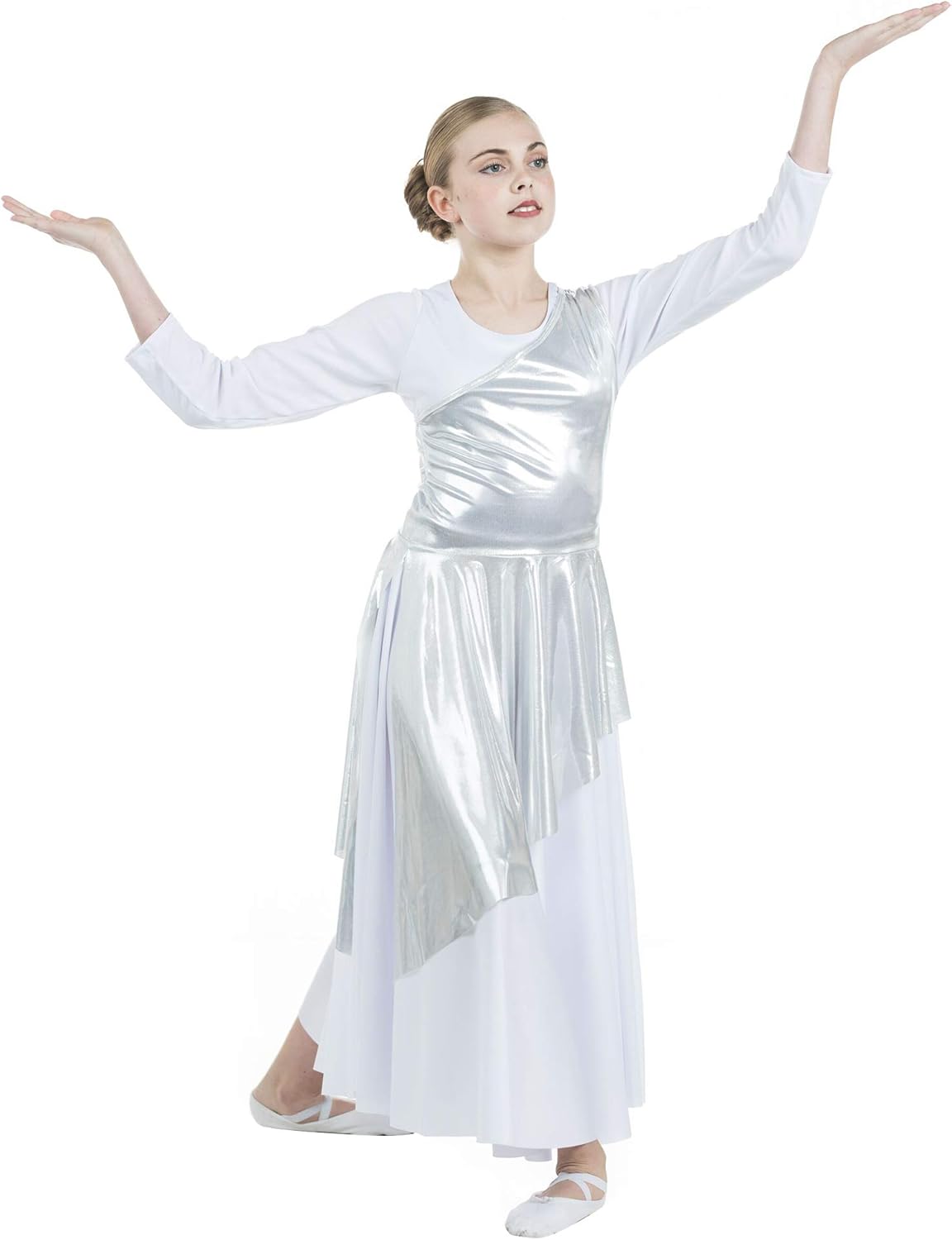 Danzcue Child Asymmetrical Praise Dance Tunic, (White Dress Not Included) - Image 2