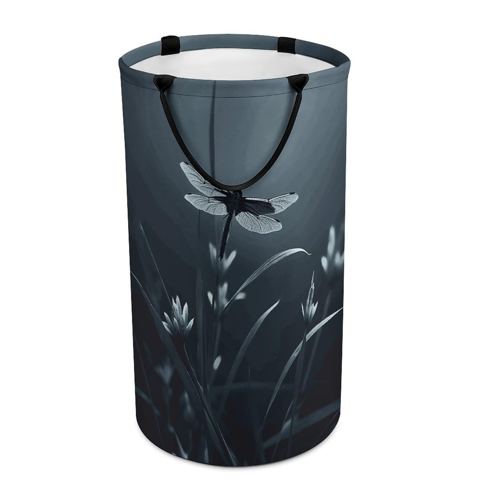 Dragonfly Silhouette Laundry Basket Waterproof And Moisture-Proof Storage Bins Collapsible Round Laundry Hamper Perfect for Toys, Clothes And Sundries