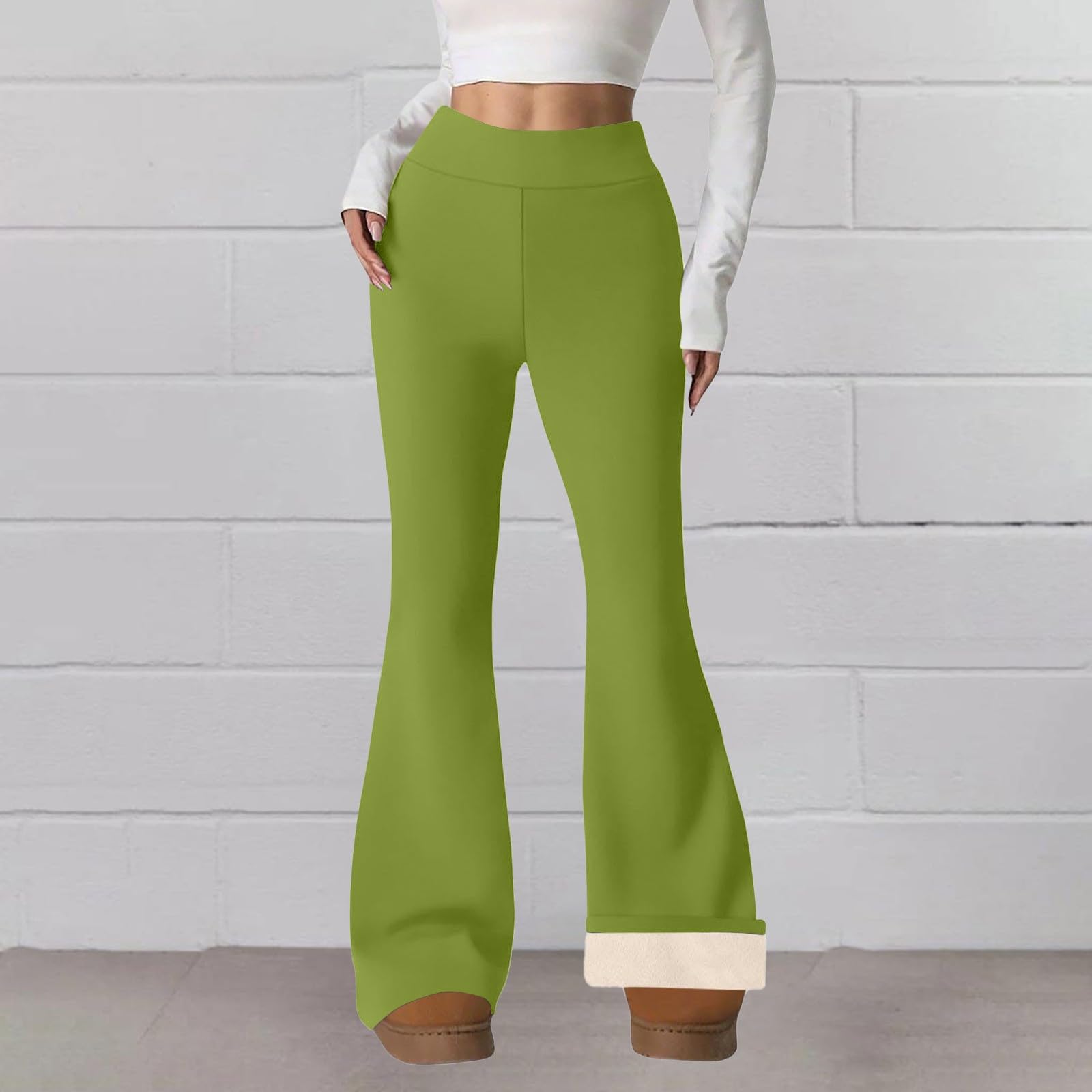 Leggings da donna lunghi, da yoga, a vita alta, foderati, caldi pantaloni