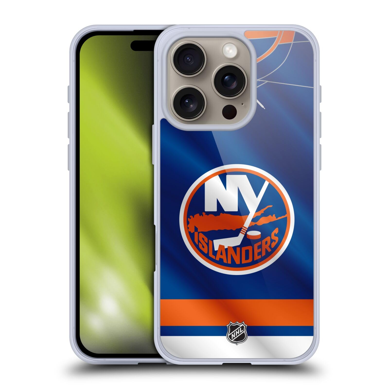 Head Case Designs Officially Licensed NHL Jersey New York Islanders Gel Case [Military Grade Protection] Compatible with Apple iPhone 16 Pro and