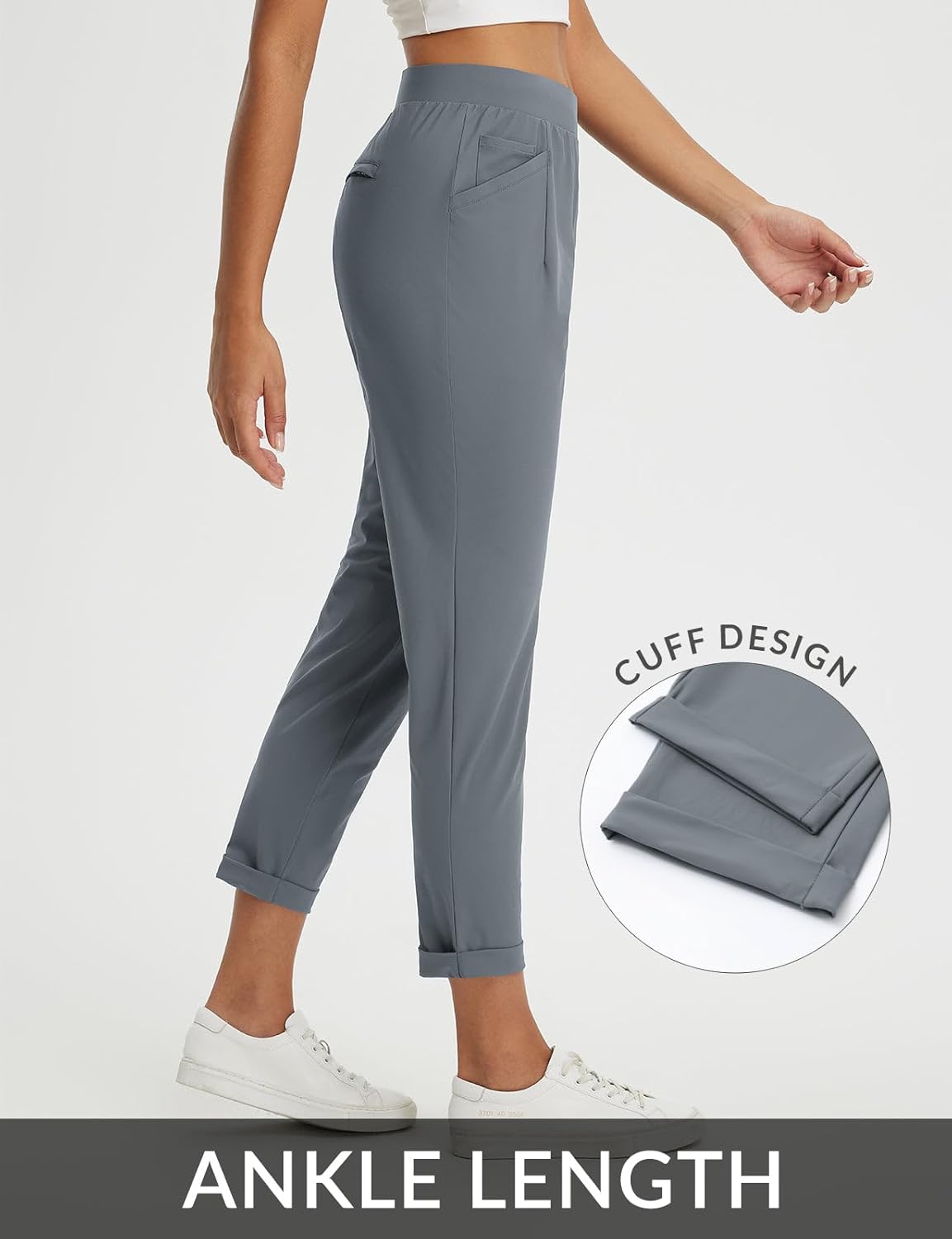 baleaf Womens Travel Pants with Zipper Pockets Stretchy Work Pants Business Casual Slacks Golf Pants Dressy with Pockets - Image 5