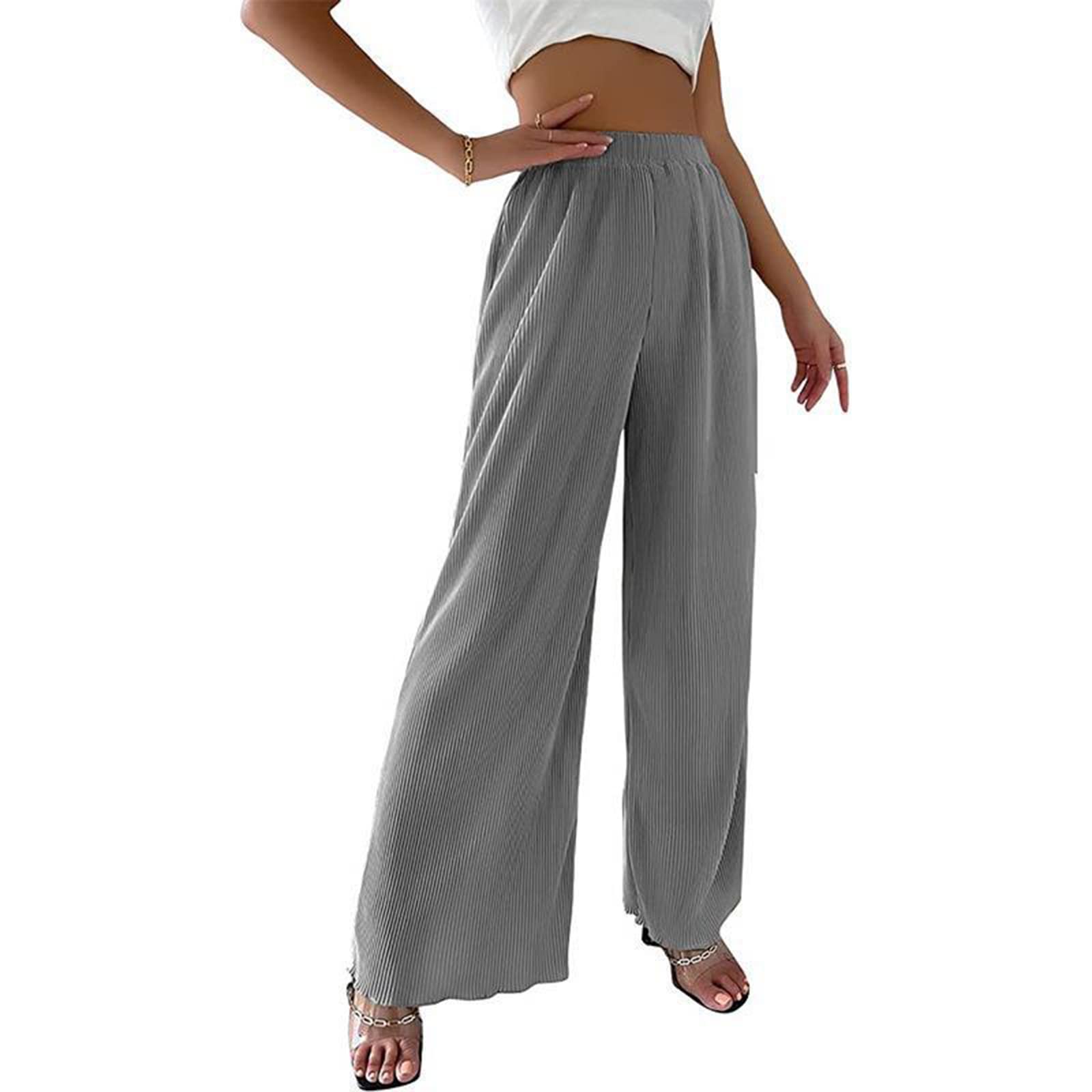 Women High Waisted Wide Leg Palazzo Pants Casual Lounge Trousers Loose Fit Flowy Pants for Women