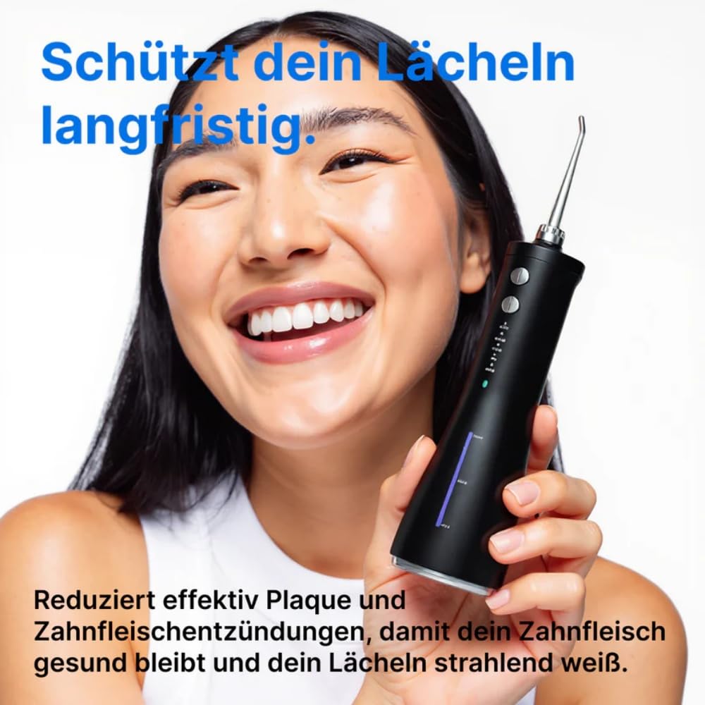 AquaClean Pro Munddusche Leistungsstarke Kabellose Munddusche mit 5 Modi, 4 Düsen, IPX7 Wasserdicht, 300 ml - für Haus, Reise & Büro