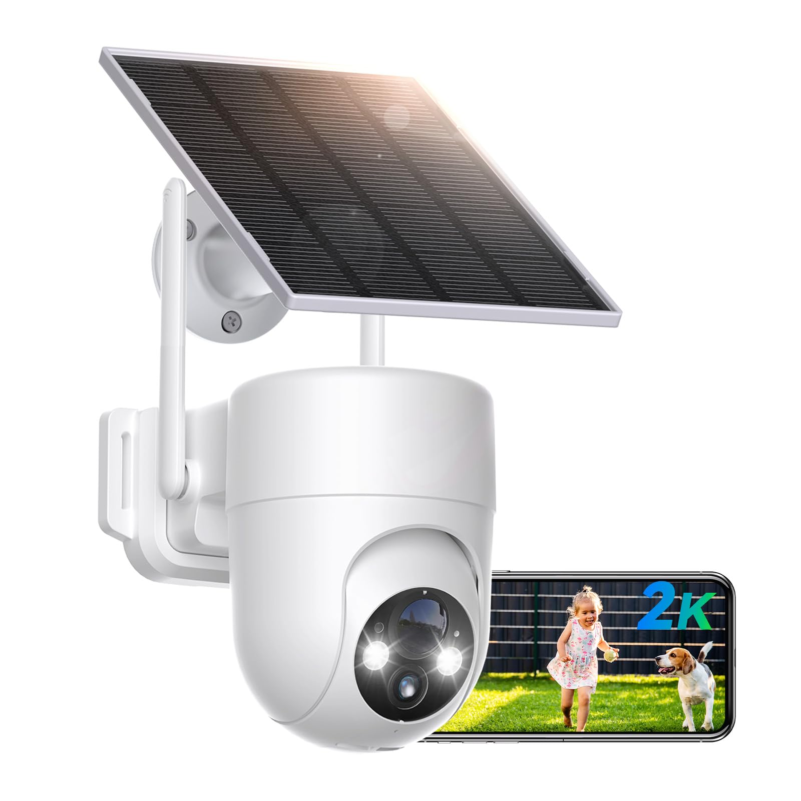 LIWAN Solar Camera Outdoor Wireless, 2.4G WiFi Security Cameras for Home Security, Surveillance Camera Outside with Solar Panel, 2K Color Night Vision, 360°PTZ, PIR Detection, 2-Way Talk-image-36