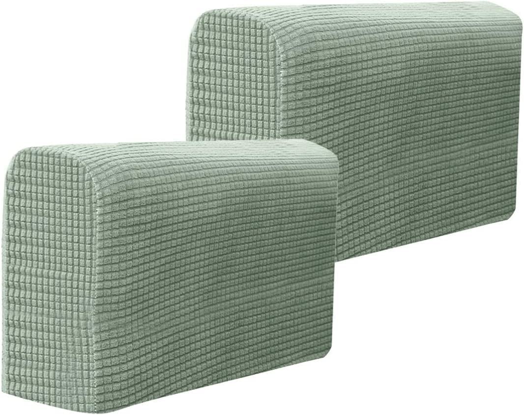 SYOSISofa Armrest Cover, Chair Arm Protectors, Sofa Armrest Cover, Stretch Armchair Elastic, Home Office Recliner Couch Protective Cloth 2pcs (Green)