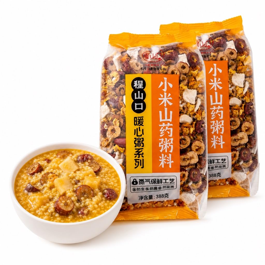 Mieszanka Owsianka Wieloziarnista Yam, 388 G X 2 Torebki, Wstępnie Zmieszane Zdrowe Płatki Śniadaniowe, Naturalne Pełne Ziarna, Easy Cook Congee