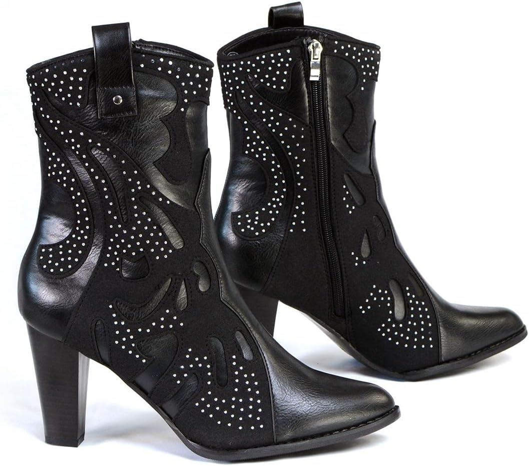 Milwaukee Leather MBL9429 Women's Black Western Style Fashion Casual Boots with Studded Bling