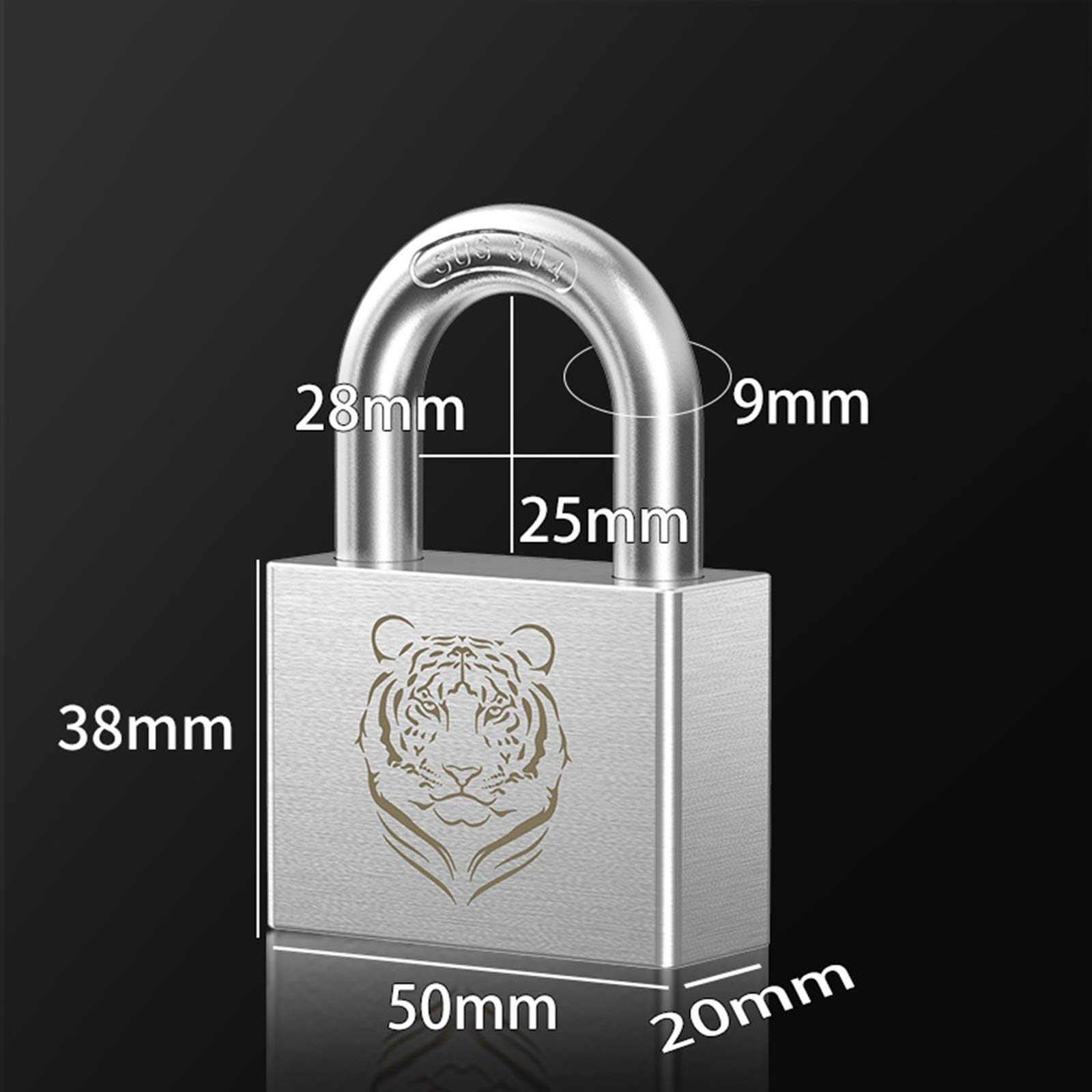 Vorhängeschlösser mit Schlüsseln Outdoor. Vorhängeschloss mit Schlüssel aus Edelstahl, rostfrei und scherfest, Türschloss for den Außenbereich, Schließfachschloss, 30 mm, 40 mm, 50 mm, 60 mm, 3 Schlüs