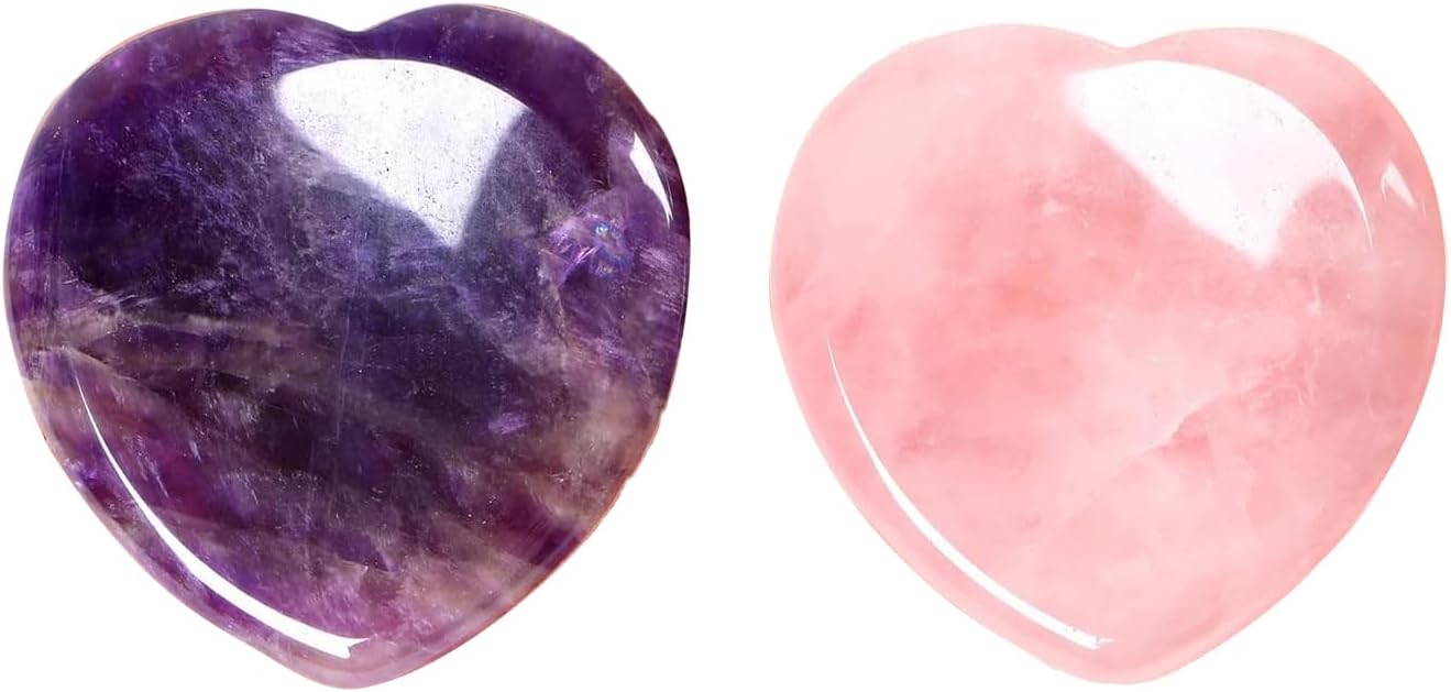 2Pcs Worry Stones for Anxiety, Healing Crystals Set