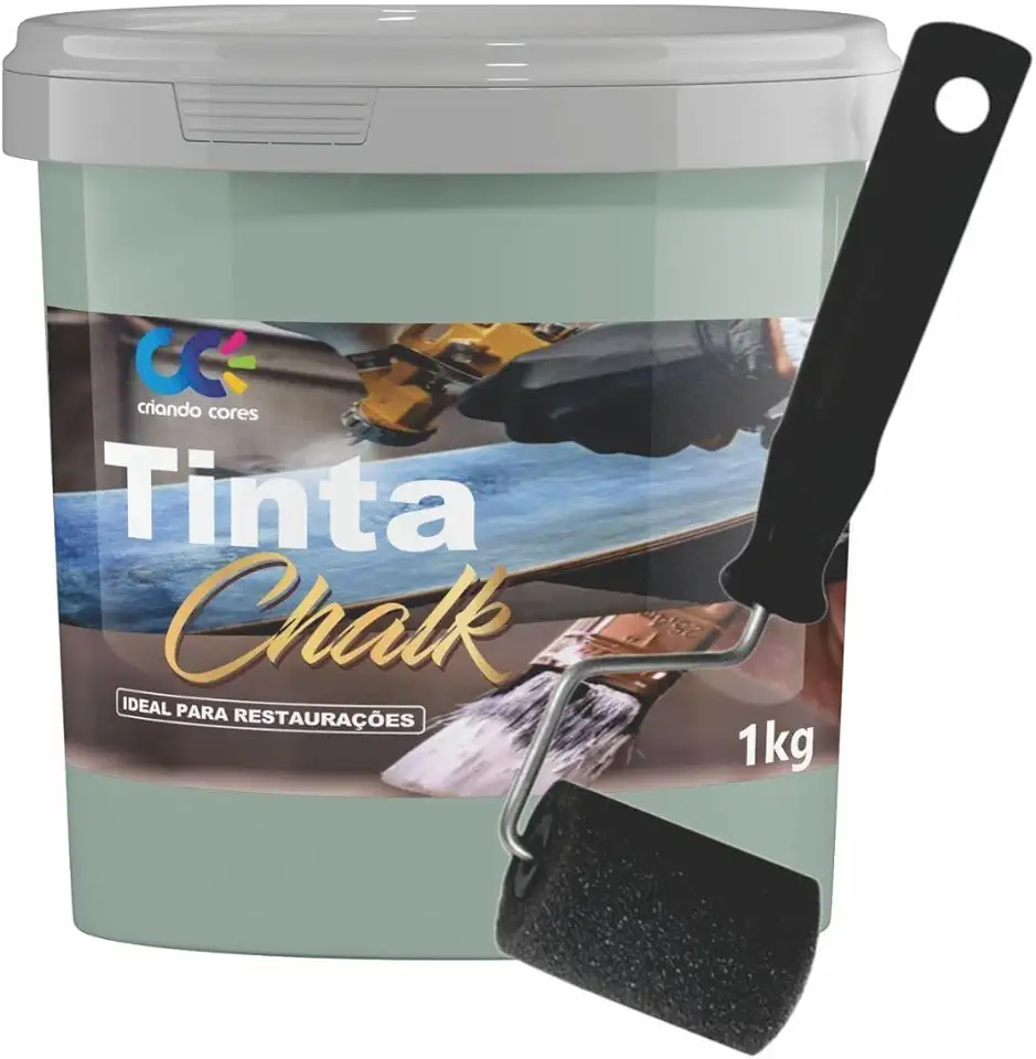 Tinta Chalk Universal 1,0Kg + Rolinho de 5cm Adere Qualquer Superfície Sem Primer (Savana)