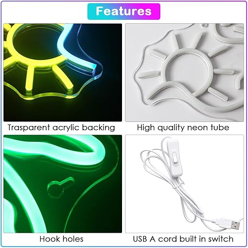 Miniatura 3 de Letreros de neón con forma de flamenco y palmera de sol para decoración de pared, divertido letrero de luz LED regulable de neón LED alimentado por