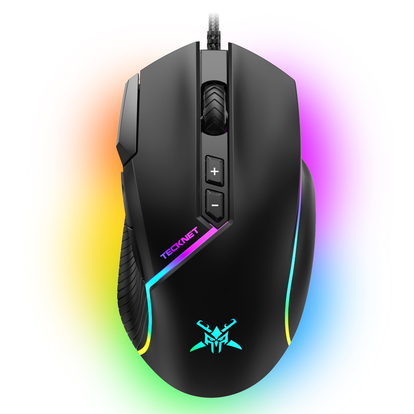 TECKNET Wired Gaming Mouse, 12,800 DPI with Optical Sensor, 8 Programmable Buttons, 13 RGB Backlit Modes, Ergonomic Design, Custom Software Gaming Mice for Laptop,PC