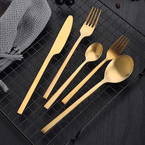 Vaisselle or et argent couverts ensemble en acier inoxydable pour salle à manger