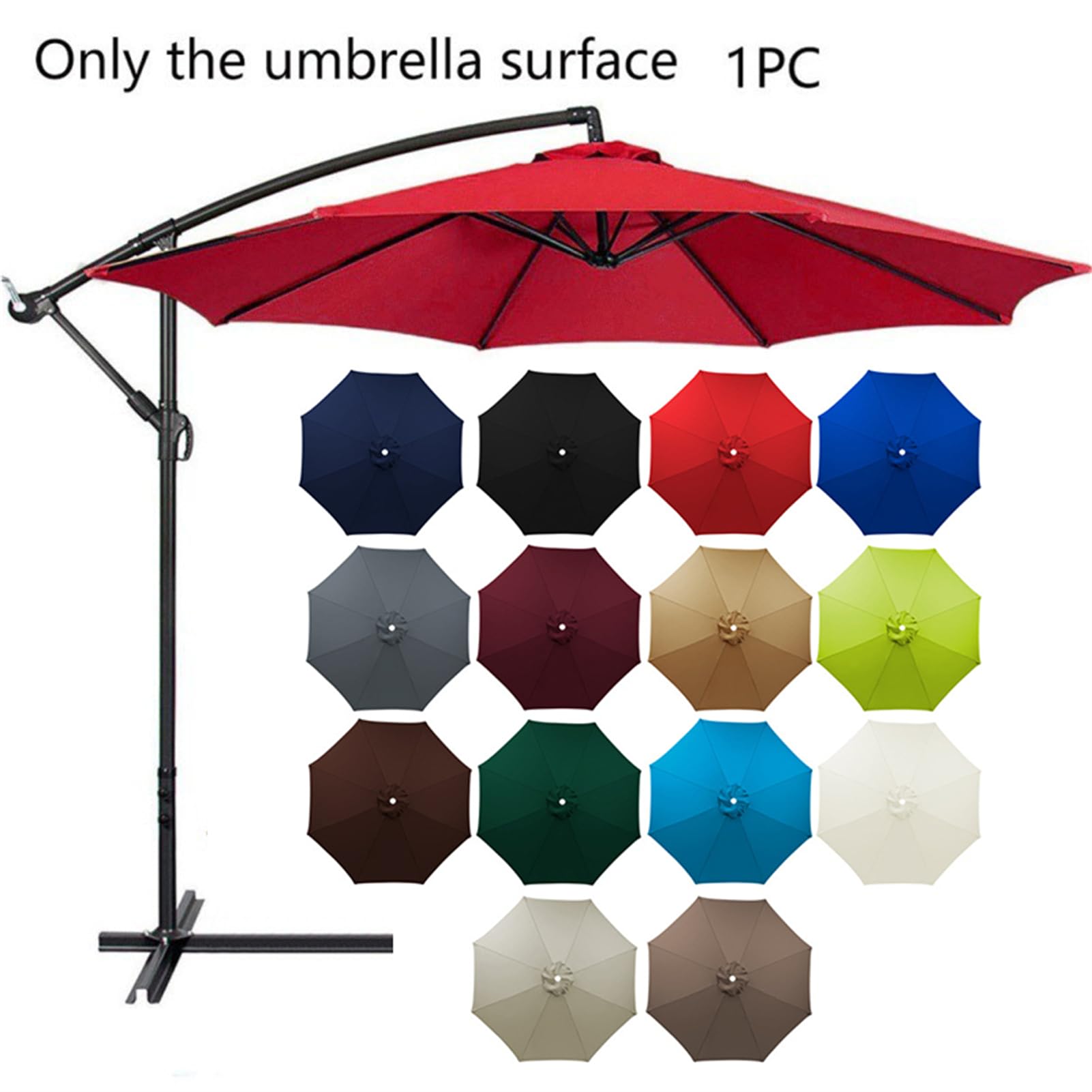 Cubierta de repuesto para sombrilla de exterior, 3 m, 2,7 m, 2,3 m, 2,3 m, 2 m, cubierta de tela impermeable para sombrilla voladiza, resistente a los rayos UV, cubierta superior de sombrilla de