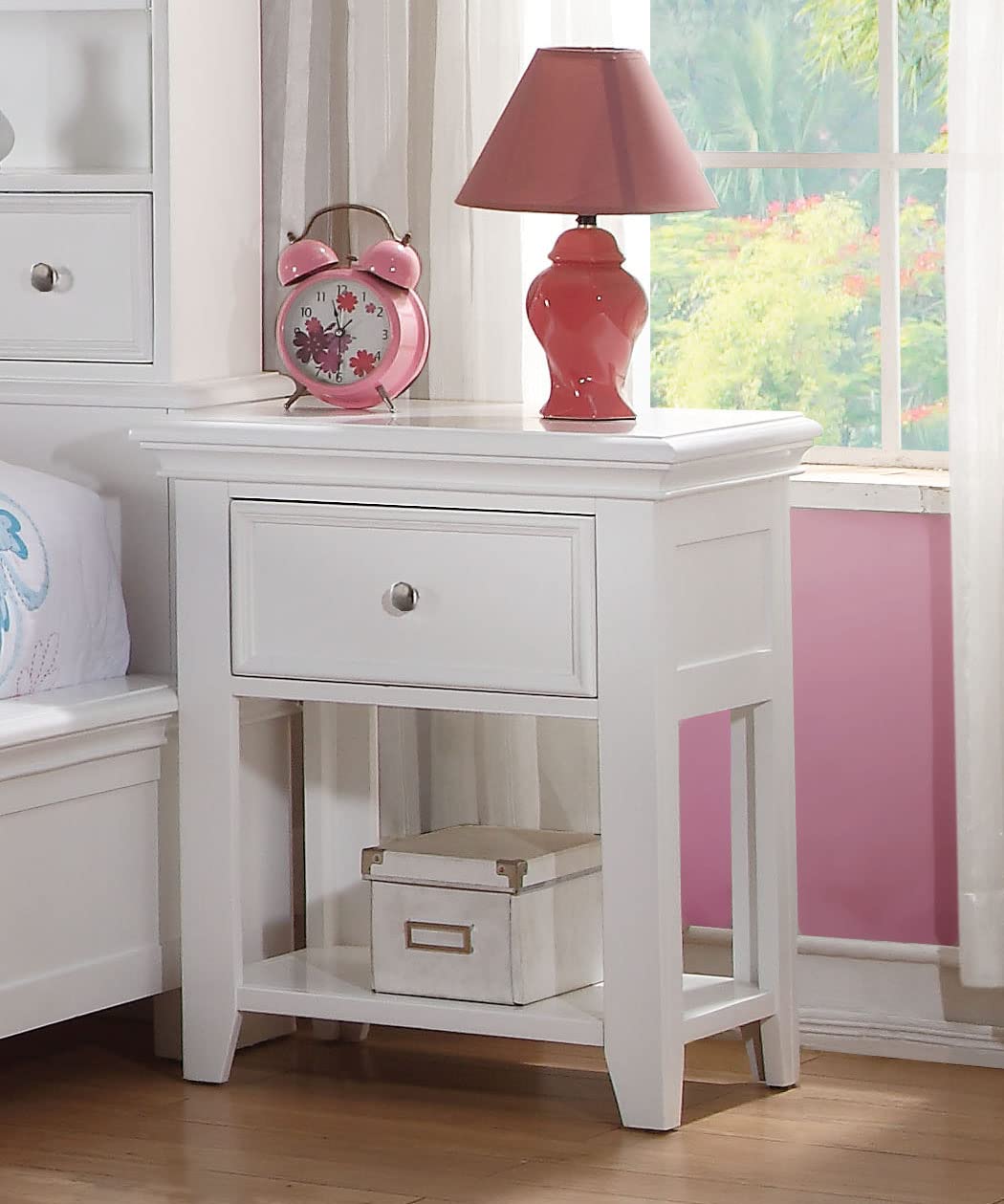 Simple Relax Wooden Nightstand, White