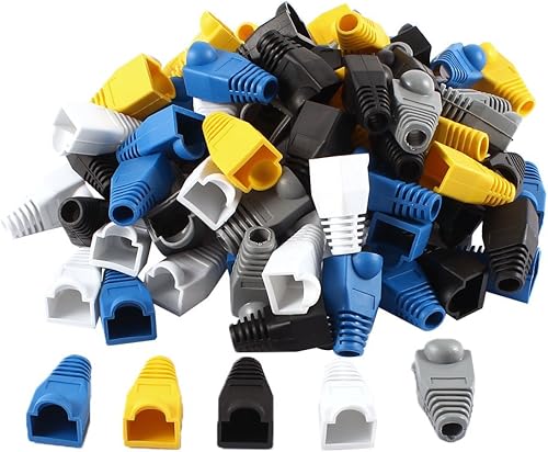 uxcell 100 piezas de plástico suave Ethernet RJ45 conector de cable cubierta de botas
