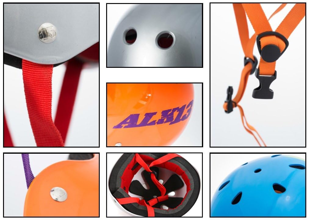 Alk13 Casco Helmet for Skate Longboard BMX Orange White -L- (57-59cm)