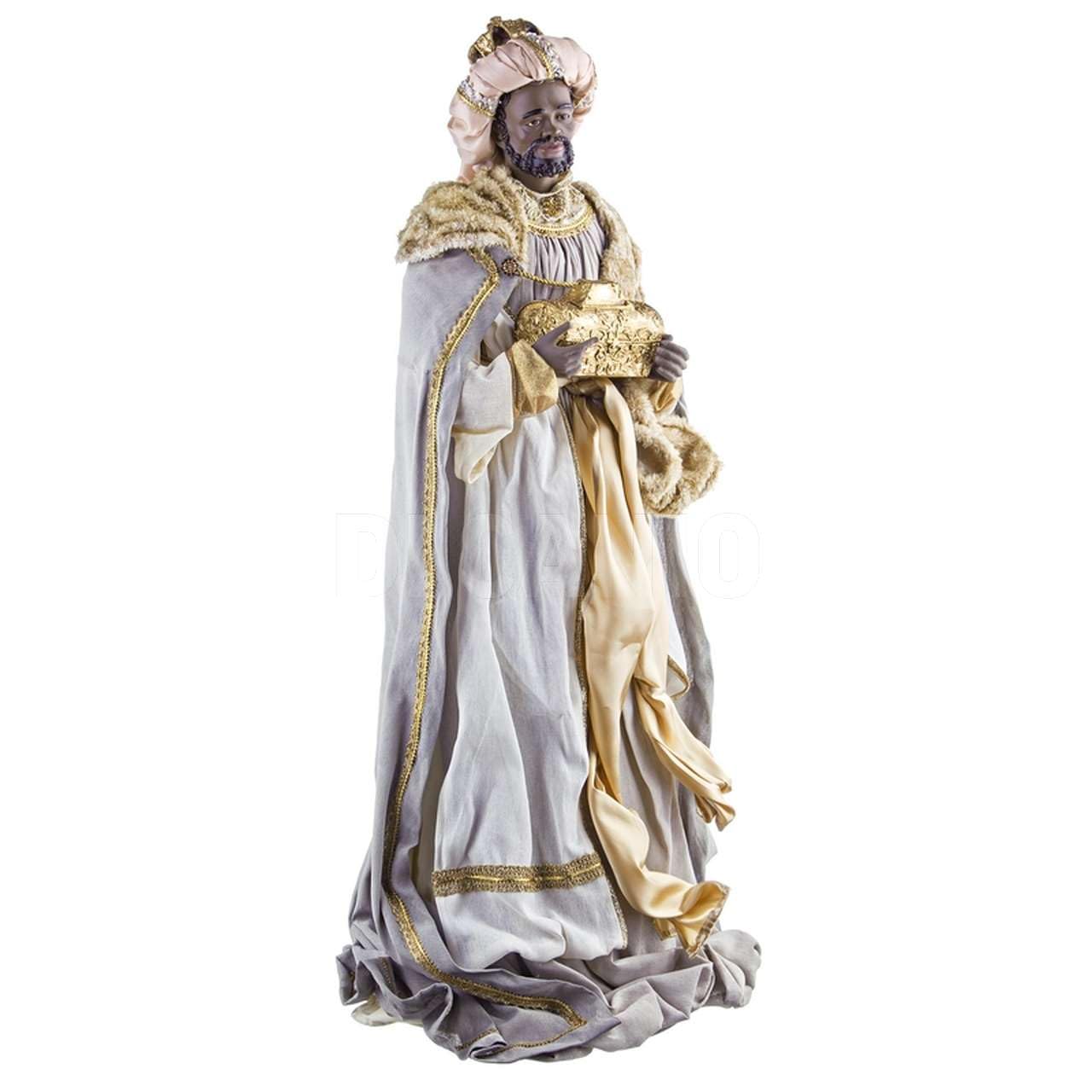 Bizzotto Figura per Presepe Re Magio Nero in Tessuto, Resina e Metallo
