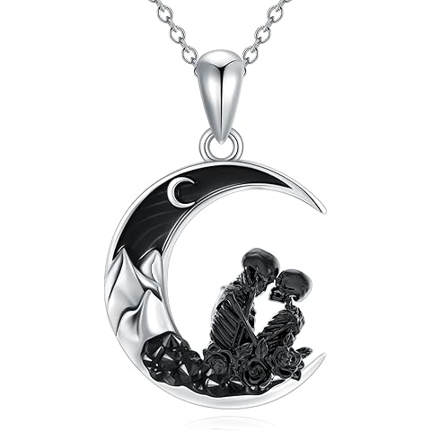 Gothic Jewelry Bat/Cat/Wolf/Dragon/Owl/Fox/Spider/Sun Pendant Sterling Silver Cresc...