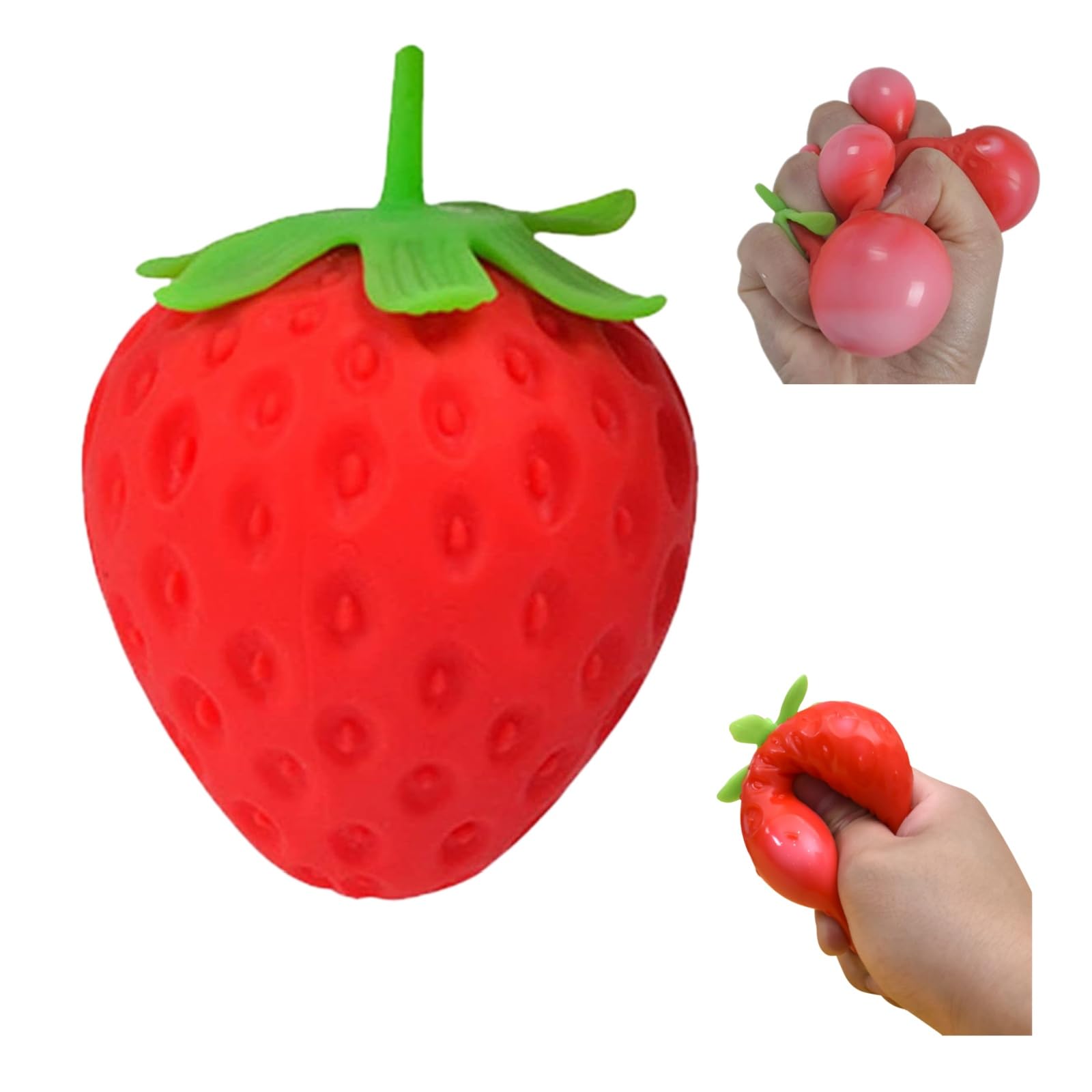 Giant Strawberry Squishy, Big Strawberry Stress Ball Cute Sensory Fidget Stress Balls Slow Rising Squishies Stress & Anxiety Relief for Home Office (A)