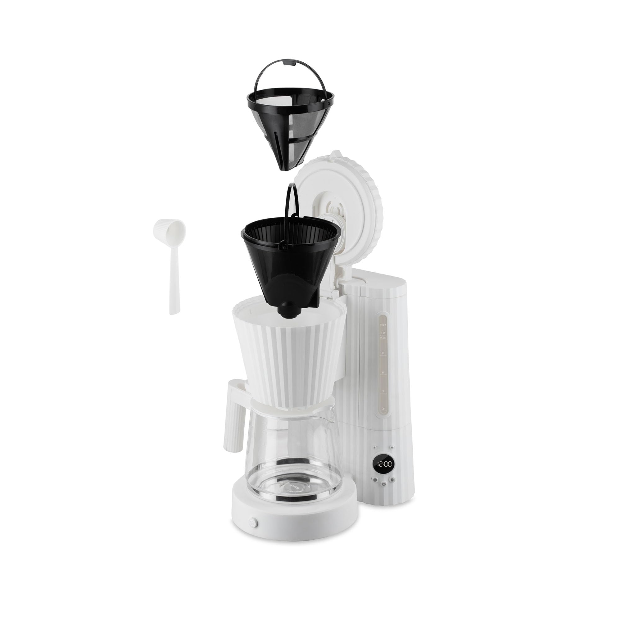 Alessi Plissé MDL14 B - Macchina per Caffè Filtrato di Design, Funzione di Avvio Automatico, in Resina Termoplastica, Spina Europea 1100 W, 150 cl, Nero