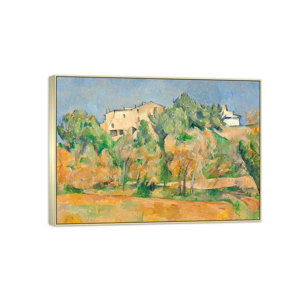 SDYSKKUG Canvas Wall Art Picture Decor House by Paul Cezanne 42x30cm Silver Frame