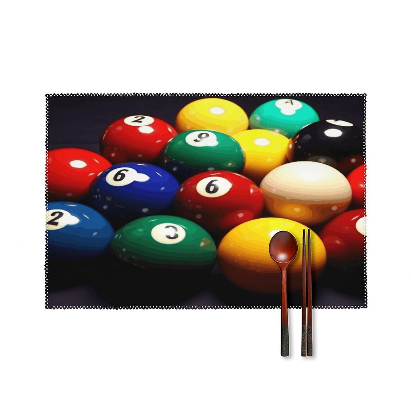 Color Billiards Placemats Set of 4 Canvas Washable Cloth Place Mats Wipeable Heat Resistant Table Mats Elegant Cloth Placemat for Kitchen Dinning Party Table Decor 12" X 18"