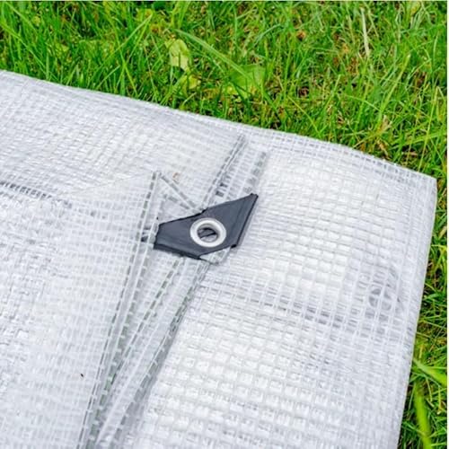 3x3 Clear Tarpaulin - 100gsm Heavy Duty Tarp Sheet Cover - 9.84ft x 9.84ft Waterproof Multi-Use Sheet with Eyelets for Garden, Caravan, Camping, Ground Cover