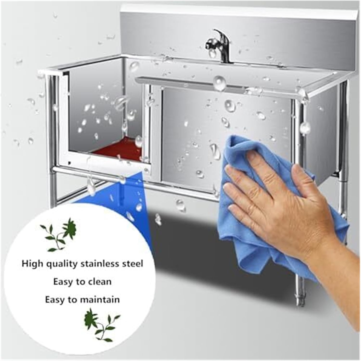 Foldable Dog Bathtub,Pet Washing Station, Pool, Grooming Bath Tub Stainless Steel,Professional(40cm/15.7in,120cm/47in)