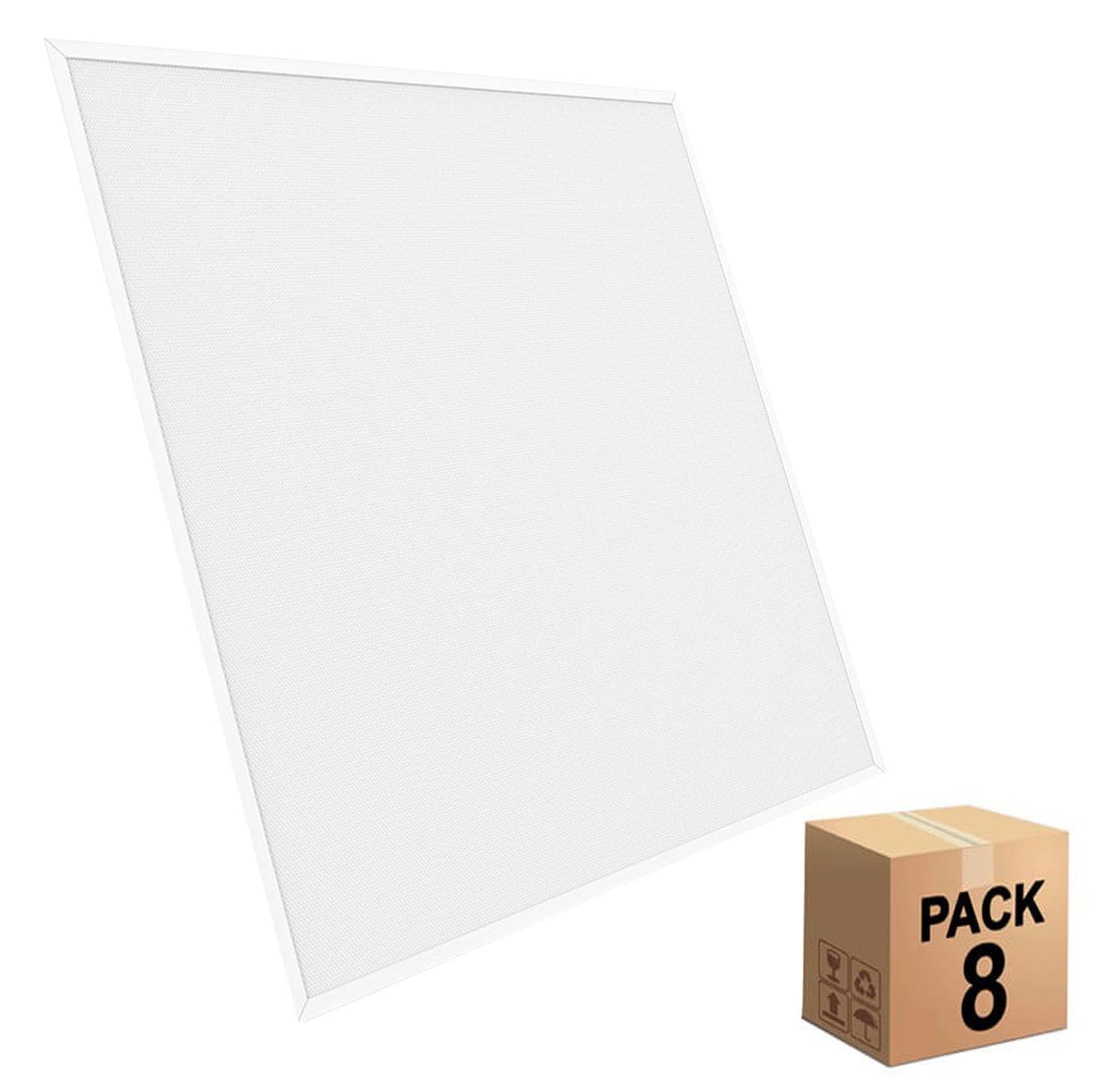 Pack x8 Panel LED 60x60 cm 40W, 8 unidades para Falso Techo, Driver Philips CertaDrive, UGR19, Paneles de Gran Luminosidad 4380 lúmenes, Marco Blanco, Driver Incluido (Luz Blanca - 5700K)