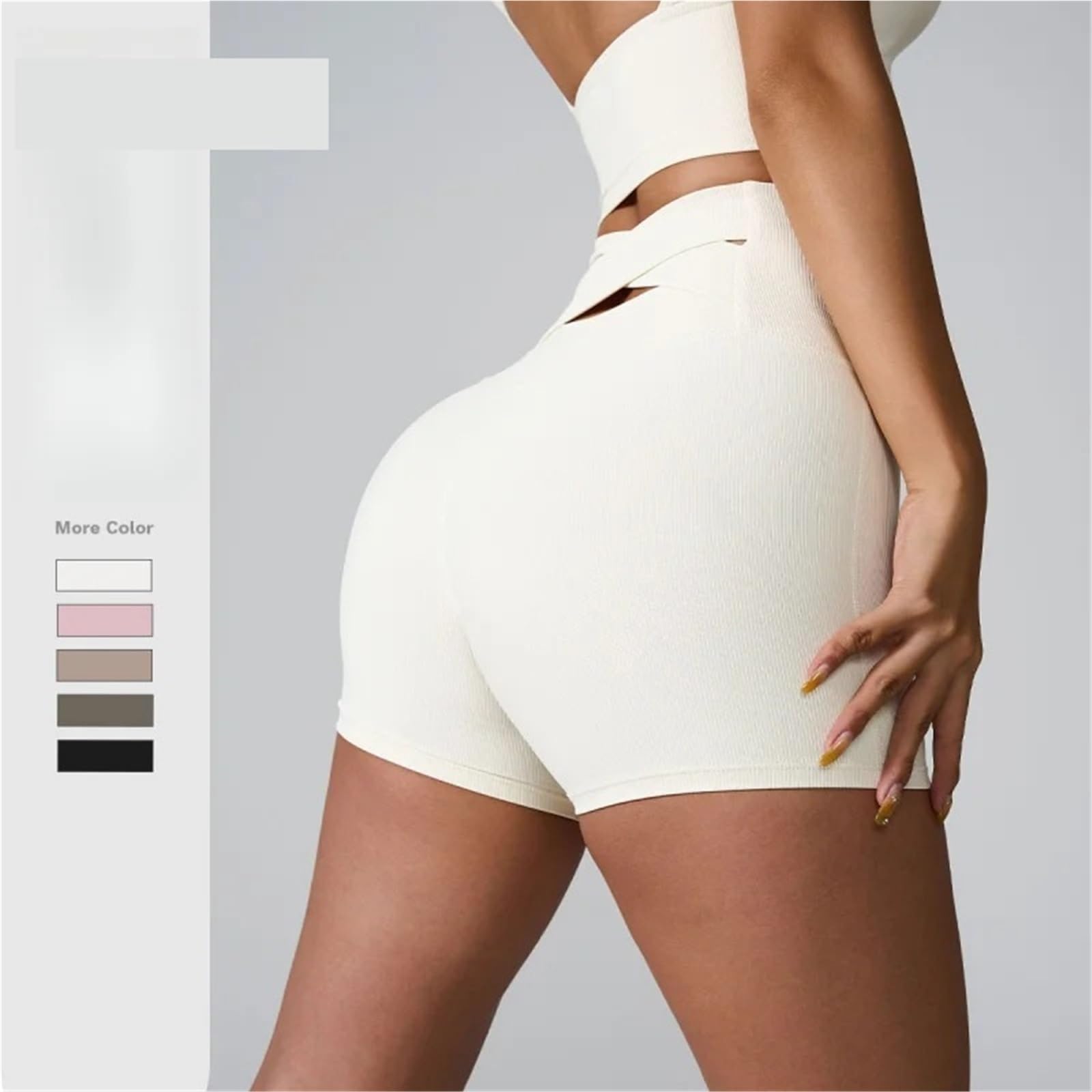 Short De Sport sans Coutures, Croisé dans Le Dos, Taille Haute, Effet Gainant, Pêche, Course À Pied, Séchage Rapide, Fitness, Yoga, Vêtements